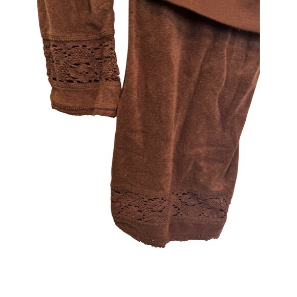 Vintage Y2K BCBGMaxAzria Brown Velour Hooded Jacket & Cropped Pants Set Women Si - Picture 6 of 6